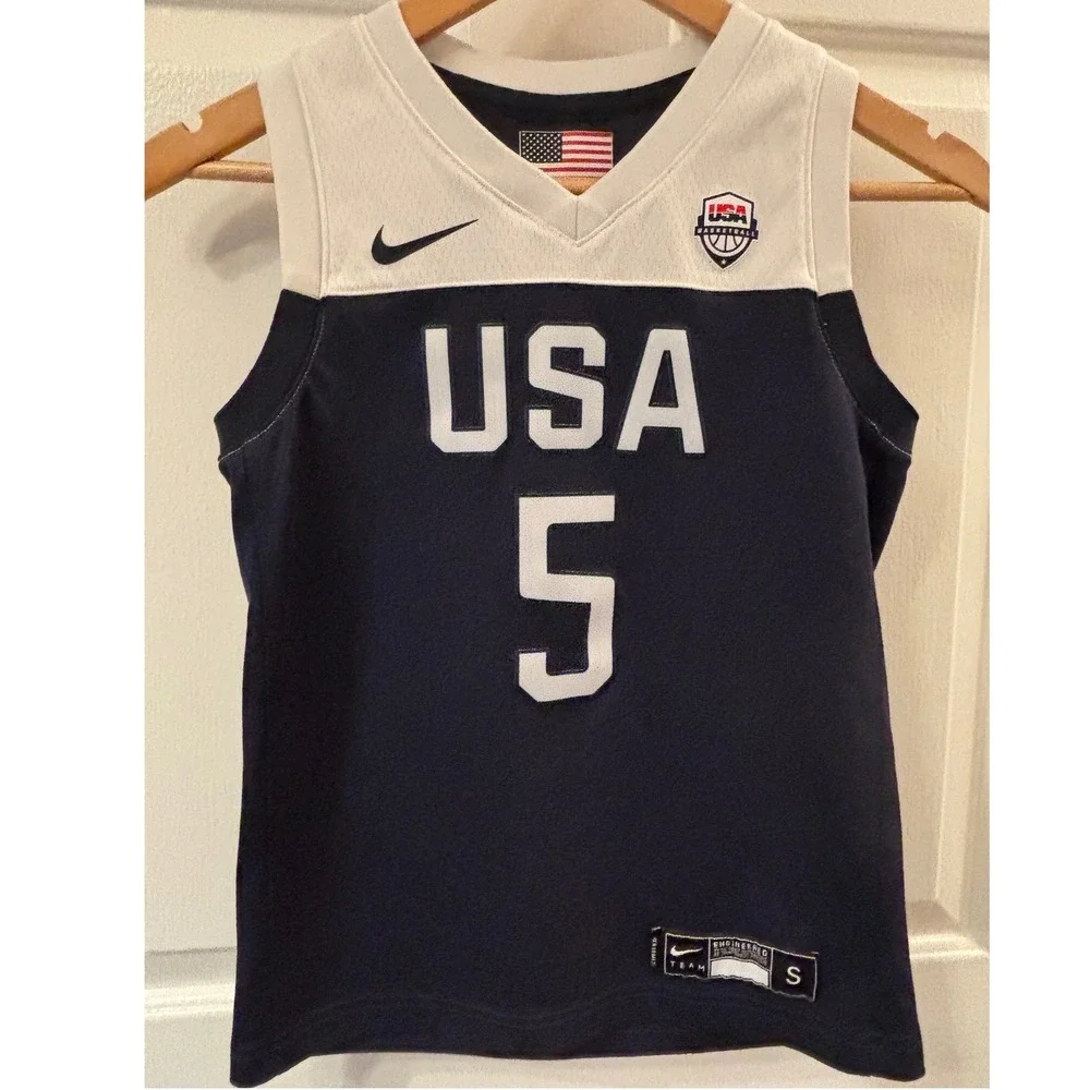 Nike Kids USA Basketball Kevin Durant 5 Jersey Navy White Dri-FIT Small 8